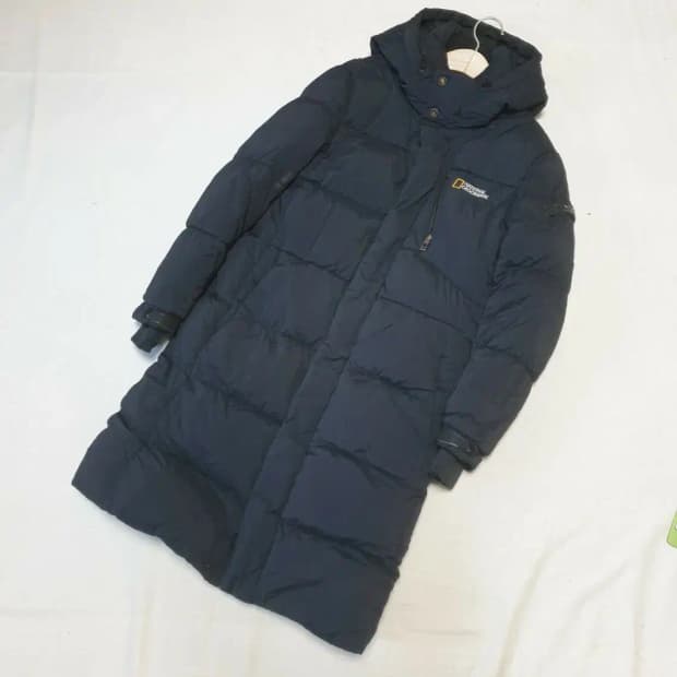 내셔널지오그래픽 네이비 롱패딩 S