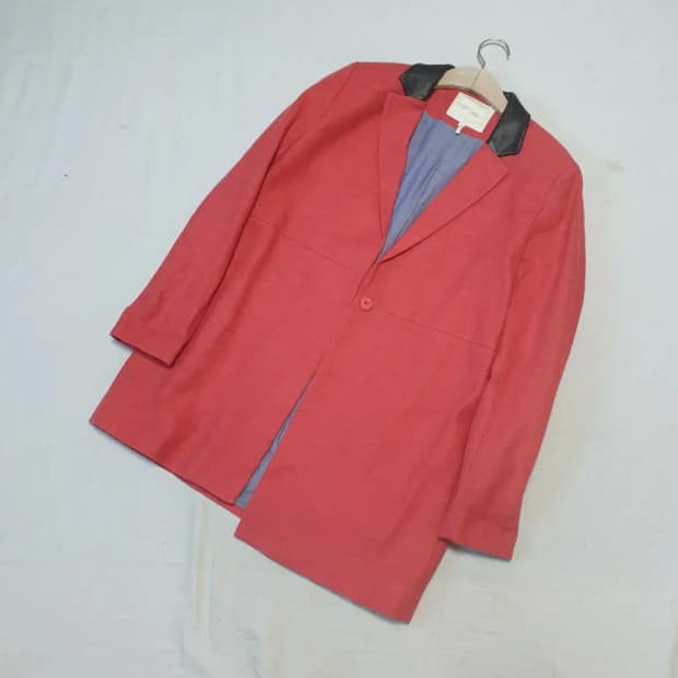 마쥬 원버튼 카라레더 자켓