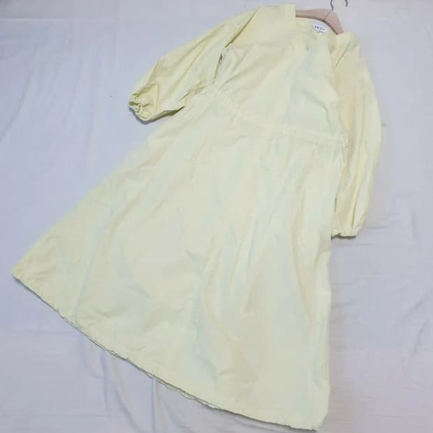 엔오르 연노랑 스트링 코튼 원피스