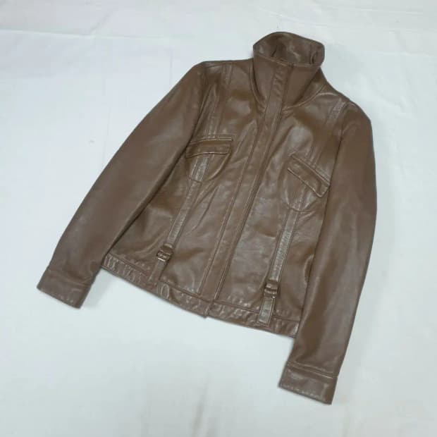 브라운 양가죽 레더 자켓 여성