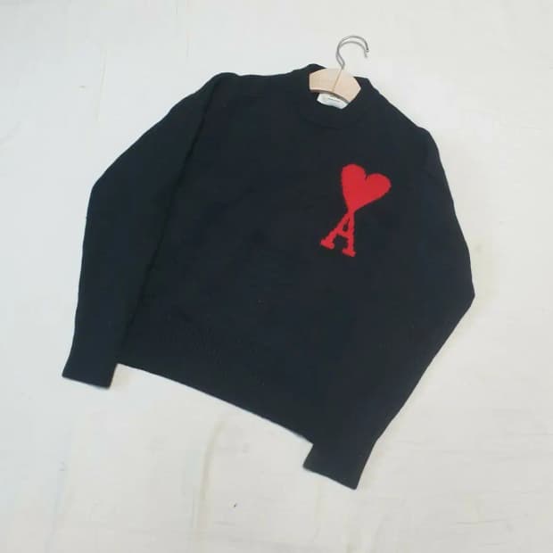 아미 블랙 빅로고 하트 니트 XS