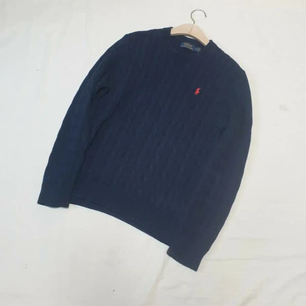 폴로 네이비 케이블 니트