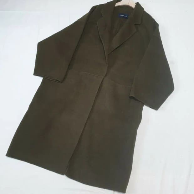 킨더살몬 올리브카키 울 코트