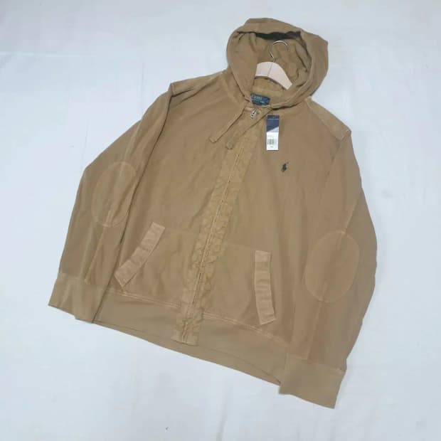 폴로 브라운 엘보우패치 후드집업 새상품