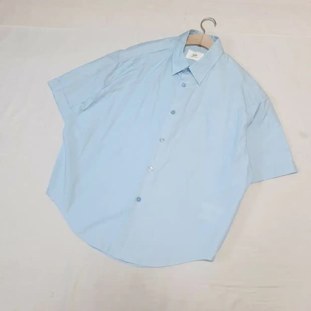 아미 스카이블루 반팔 오버 셔츠