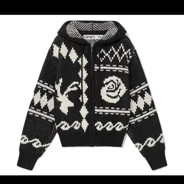 오픈와이와이 자카드 니트 집업