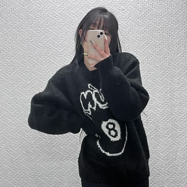 팀코믹스 빈티지 레트로 키치 8번공 니트 M C08763