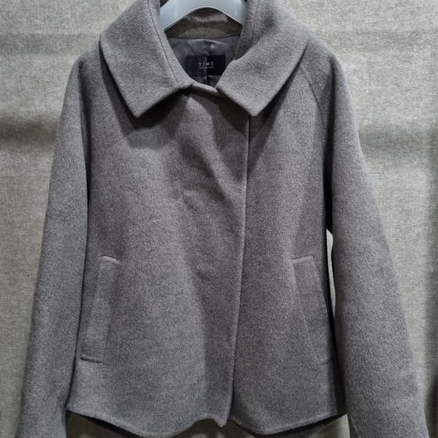 여성 55size 타임 핸드메이드 자켓 울 앙고라 캐시미어 혼방