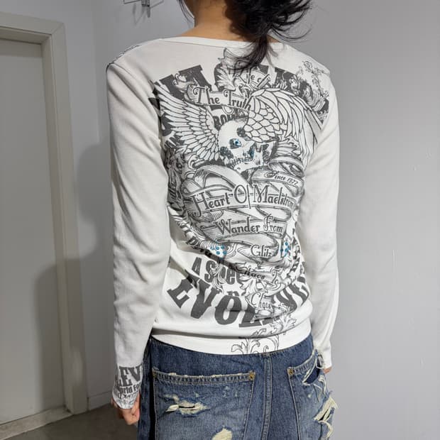 glitz y2k 비즈 긴팔 티셔츠