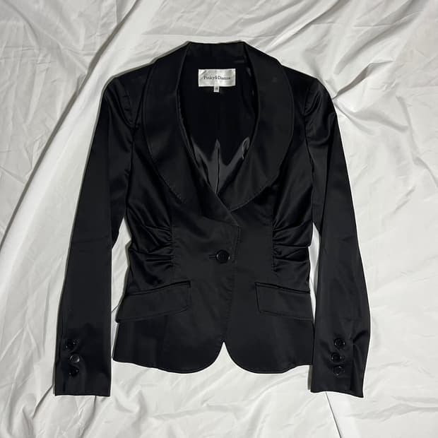 셔링 슬림 원버튼 블레이저