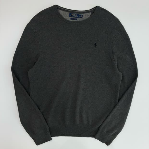 Polo  폴로 랄프로렌 자수 피마코튼 차콜 니트 