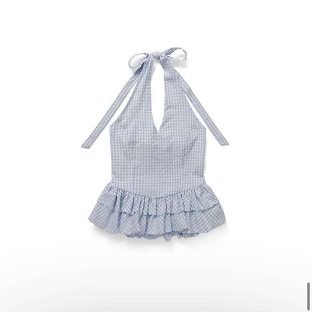 위드아웃썸머 마린 홀터넥 체크