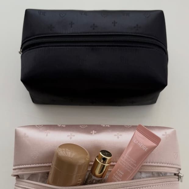 쓰리타임즈 자카드 파우치 블랙