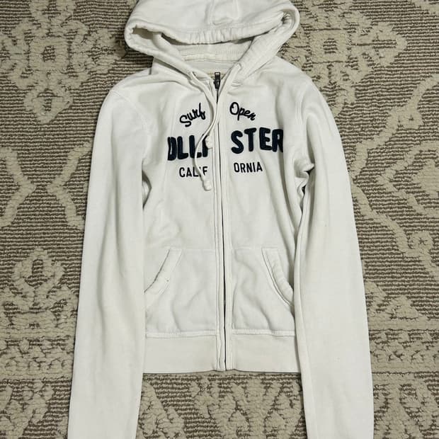 홀리스터 아이보리 딱붙 슬림핏 후드집업