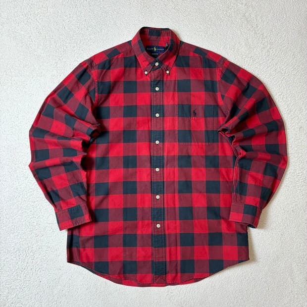 폴로 랄프로렌 깅엄 체크 로고 옥스퍼드 셔츠 PN7240