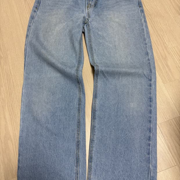 토피 와이드 데님 팬츠 라이트 블루