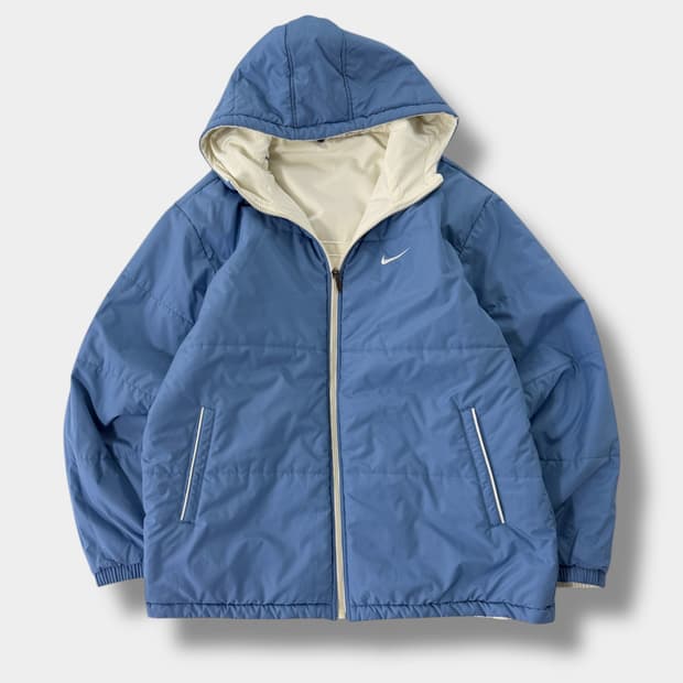 나이키 오버핏 00‘s 양면 리버서블 화이트/하늘 후드 점퍼