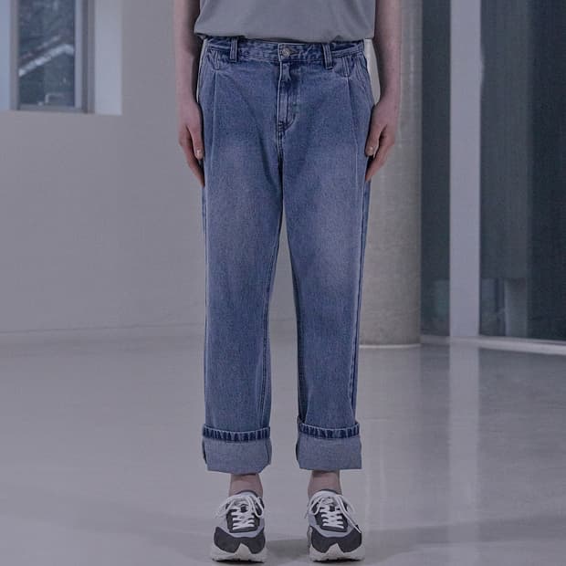 일꼬르소 원턱 와이드 데님 청바지 