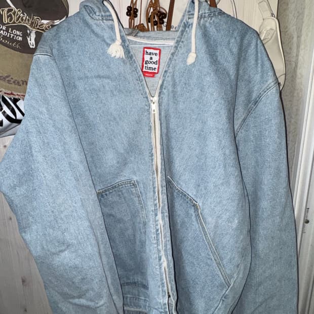 해브어굿타임 have a good time 연청 데님 후드집업 M