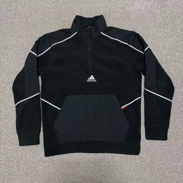 L 아디다스 플리스 반집업