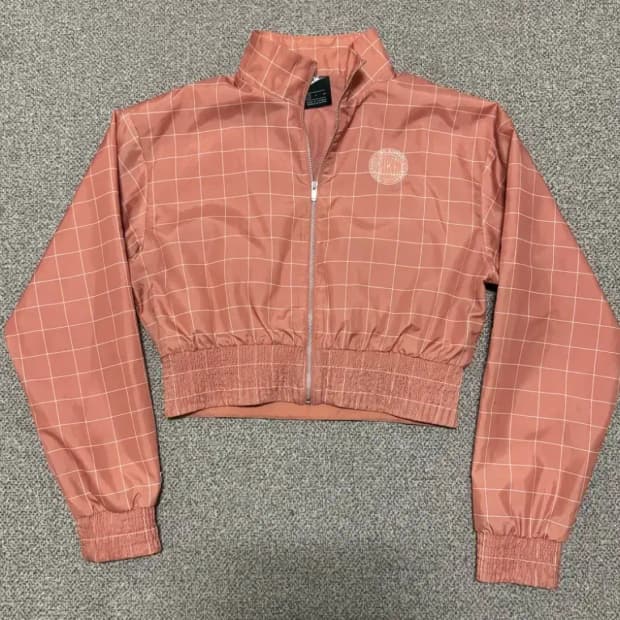 S 나이키 체크 패턴 크롭 자켓