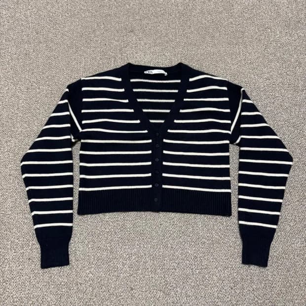 S 자라 스트라이프 크롭 가디건 여성