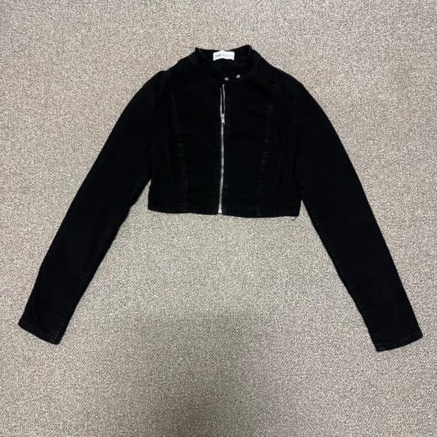 M 자라 데님 흑청 블랙 크롭 자켓