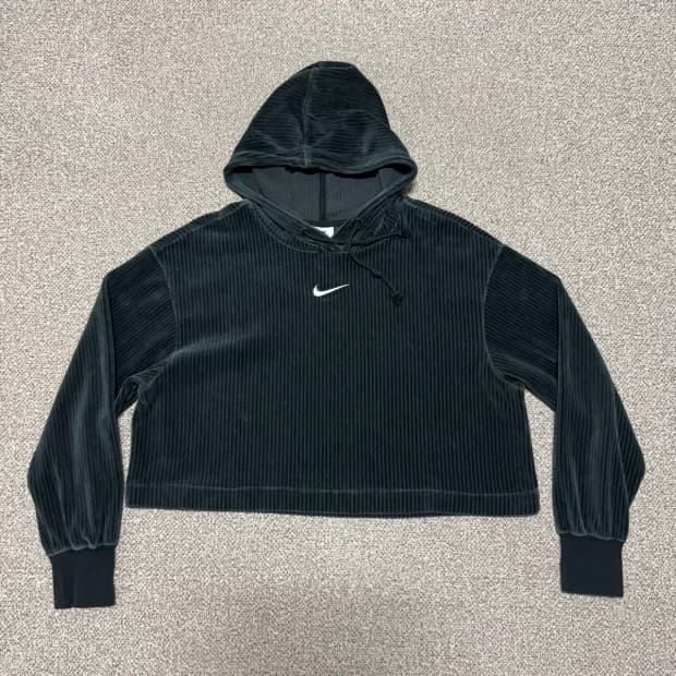 S 나이키 벨루어 크롭 후드티 여성