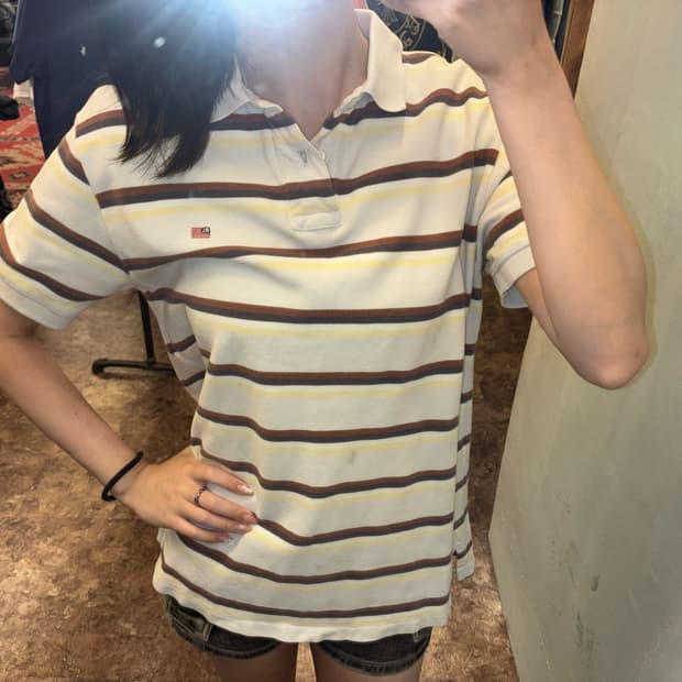 폴로진스컴퍼니 줄무늬 반팔 카라티셔츠