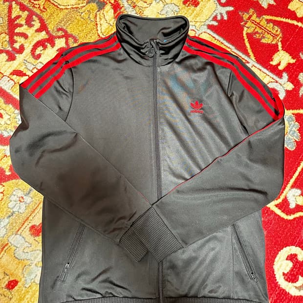 아디다스 타르탄 레드 백로고 삼선 트랙탑 져지 