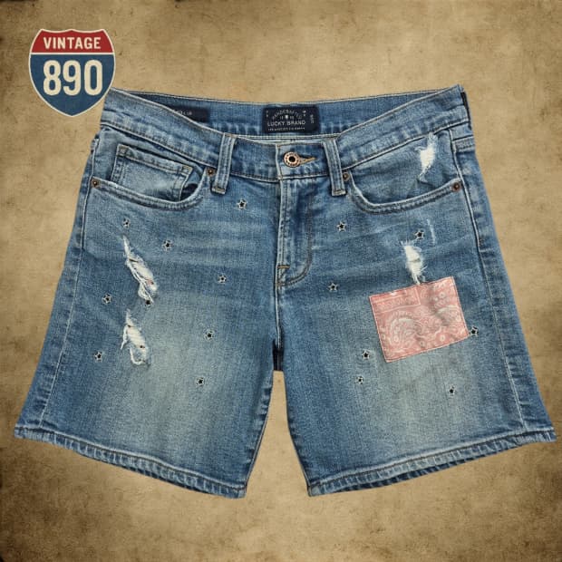 [26] LUCKY BRAND 럭키브랜드 별자수 패치 롤업 데님 반바지