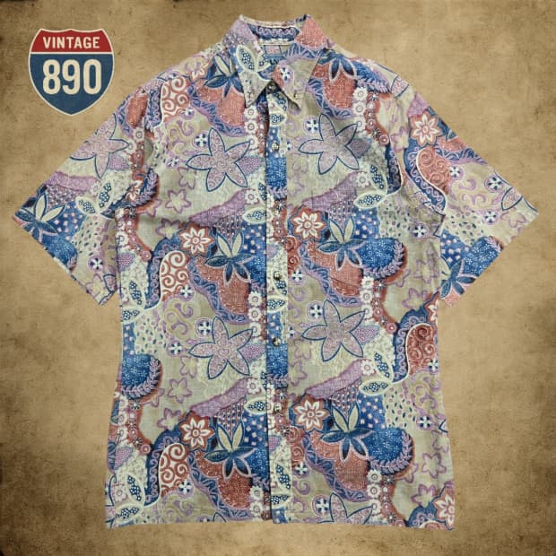 [M] MANOA 마노아 빈티지 90s 플로럴 패턴 반팔셔츠