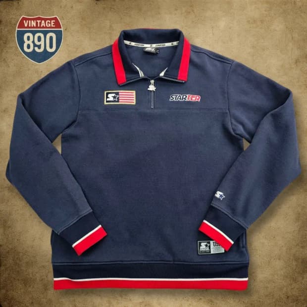 [L] STARTER 스타터 올드스쿨 스웨트 하프집업