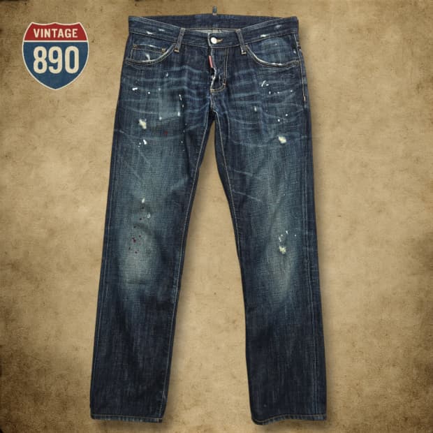 [48,33] DSQUARED 12FW 디스퀘어드 더티오일 자수 청바지