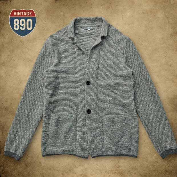 [100] 커스텀멜로우 gray 투버튼 울 니트 젠틀가디건