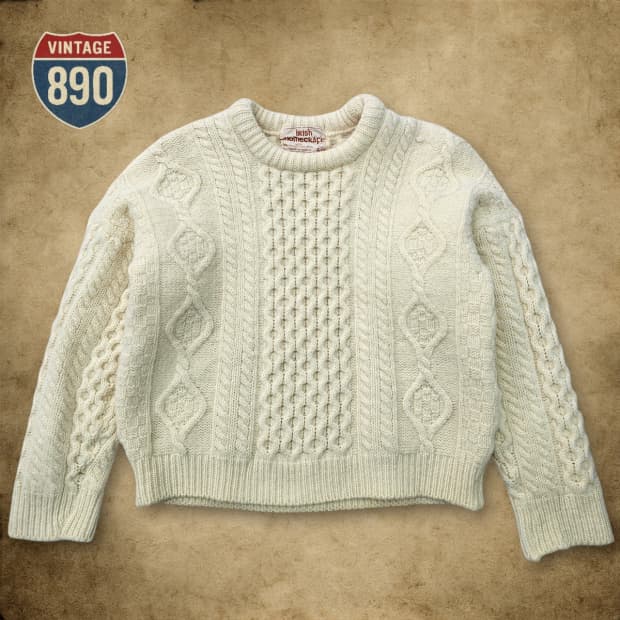 [90] 90S VTG 아이리쉬 홈크래프트 피셔맨즈 헤비울 스웨터