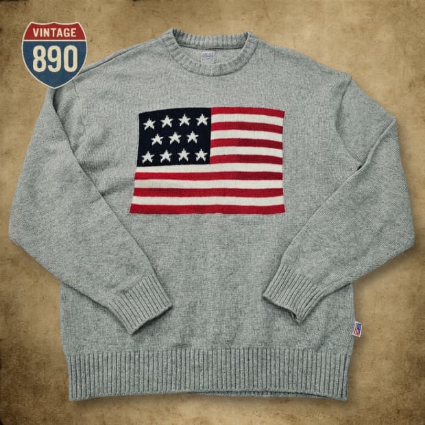 [XL] EBBETFIELD 이벳필드 성조기 니트 티셔츠