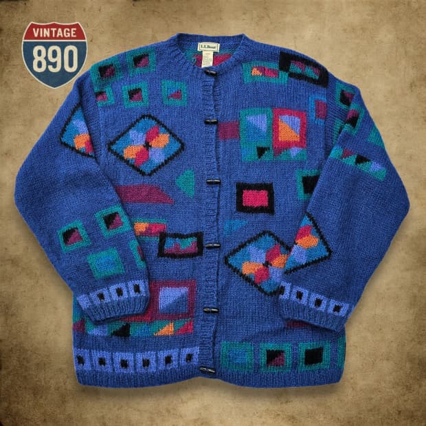 [L] LL Bean 엘엘빈 80s VTG 모헤어 더플 가디건