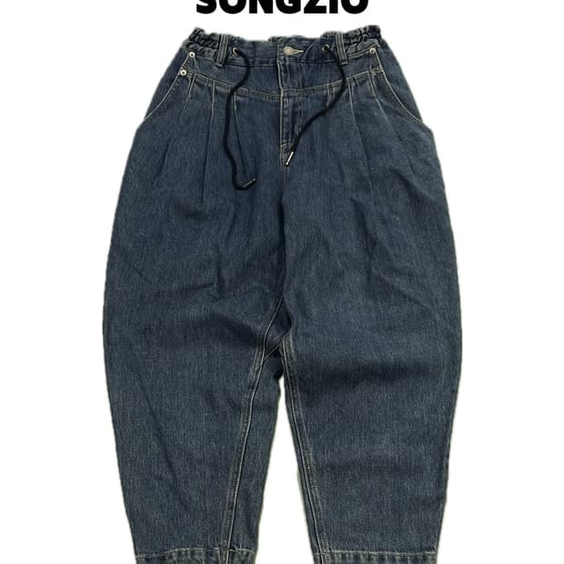 (46) 송지오옴므 투턱 캐롯 와이드 벌룬 데님 팬츠