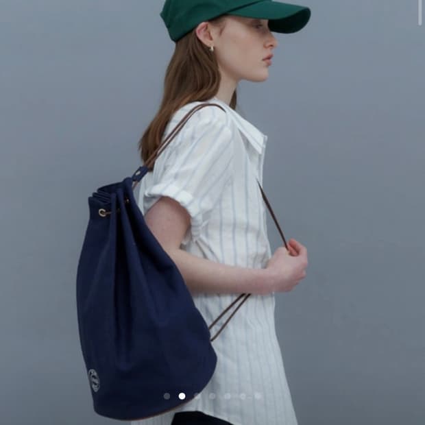 유라고 캔버스 버킷백 네이비 