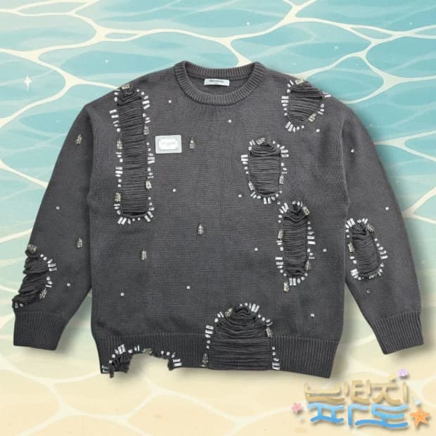 L 13DE MARZO 데미지 큐빅 니트