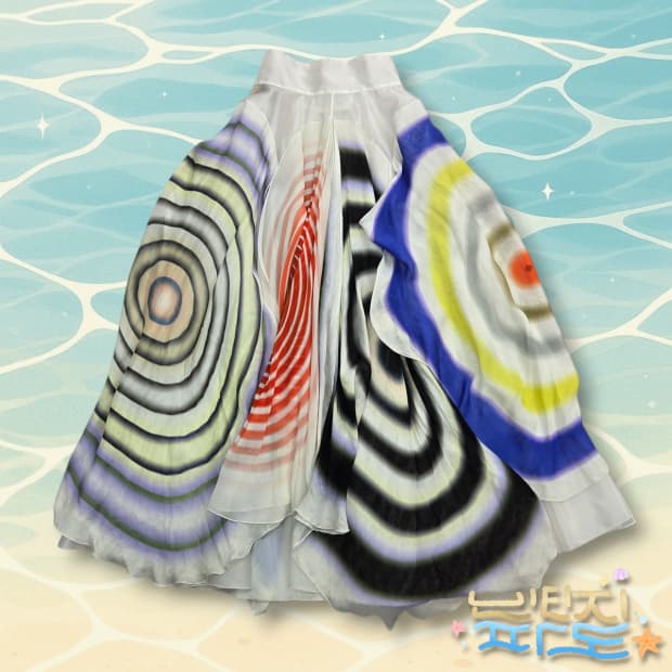 38 FENDI 08SS 칼라거펠트 컬렉션 실크 플레어 스커트