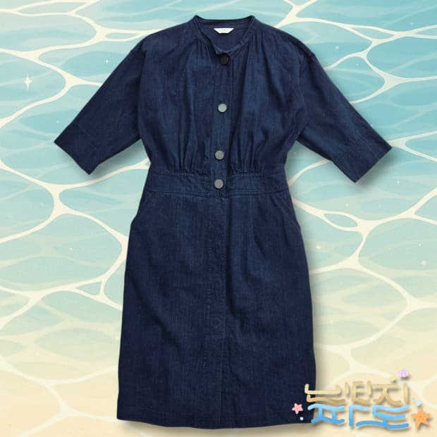90 TIME 타임 데님 버튼 원피스