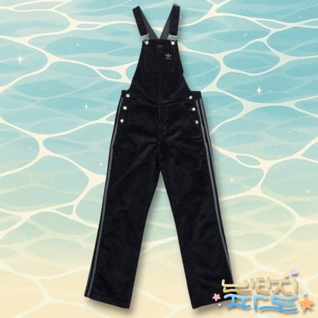 XS 아디다스 오리지날 블랙 코듀로이 멜빵바지 던그리스