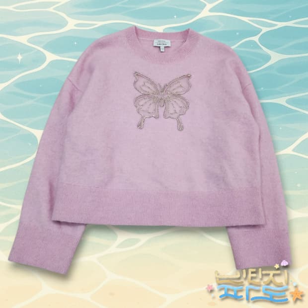 L 앤아더스토리즈 버터플라이 컷아웃 아플리케 니트