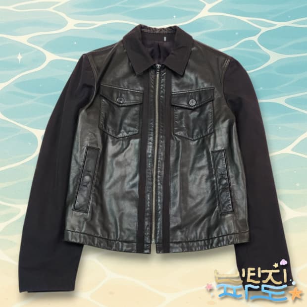 90 엘리 타하리 코튼배색 가죽자켓