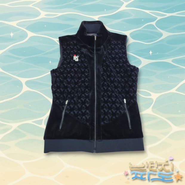 2 파리게이츠 벨벳 로고패턴 집업 조끼