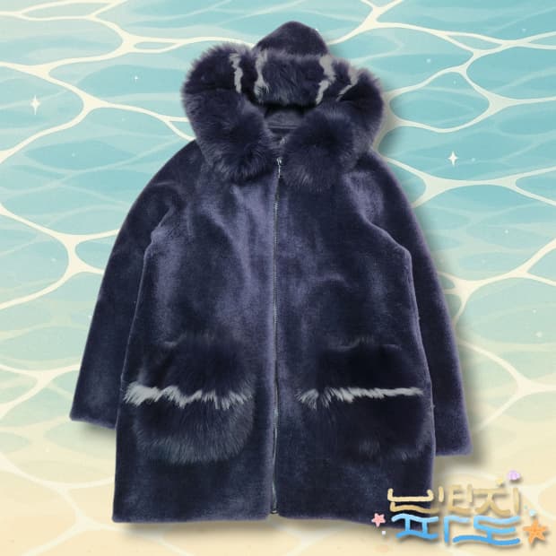 66 A&D 사가퍼 여우 후드 양모자켓