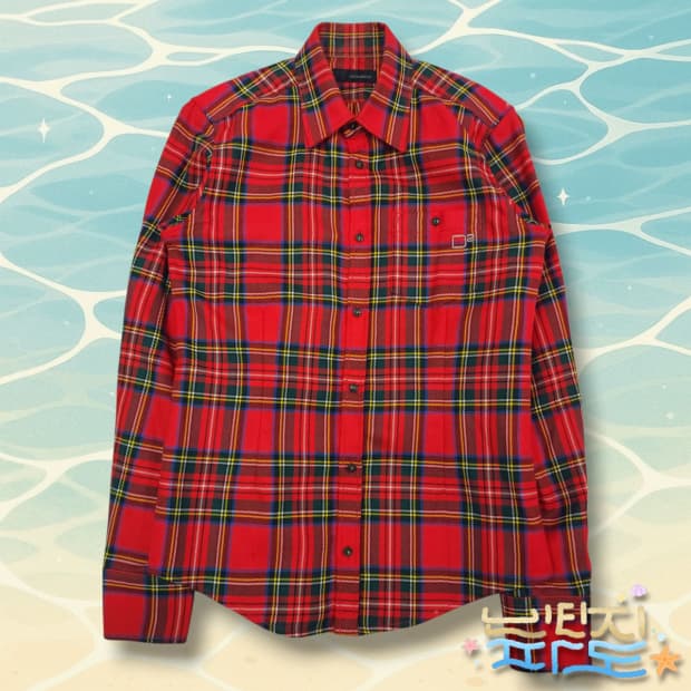 48 95 디스퀘어드2 타탄체크 로고 포켓 코티드울셔츠