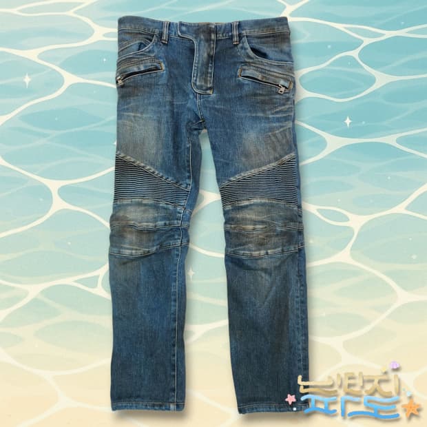 33 BALMAIN 발망 정품 워싱 바이커 데님